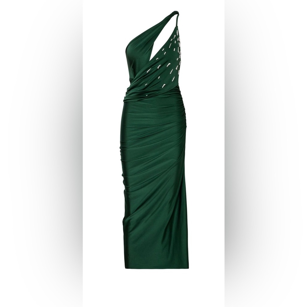 Baobab Collection Dark Green Lia One Shoulder Embellished Dress. **Rare**